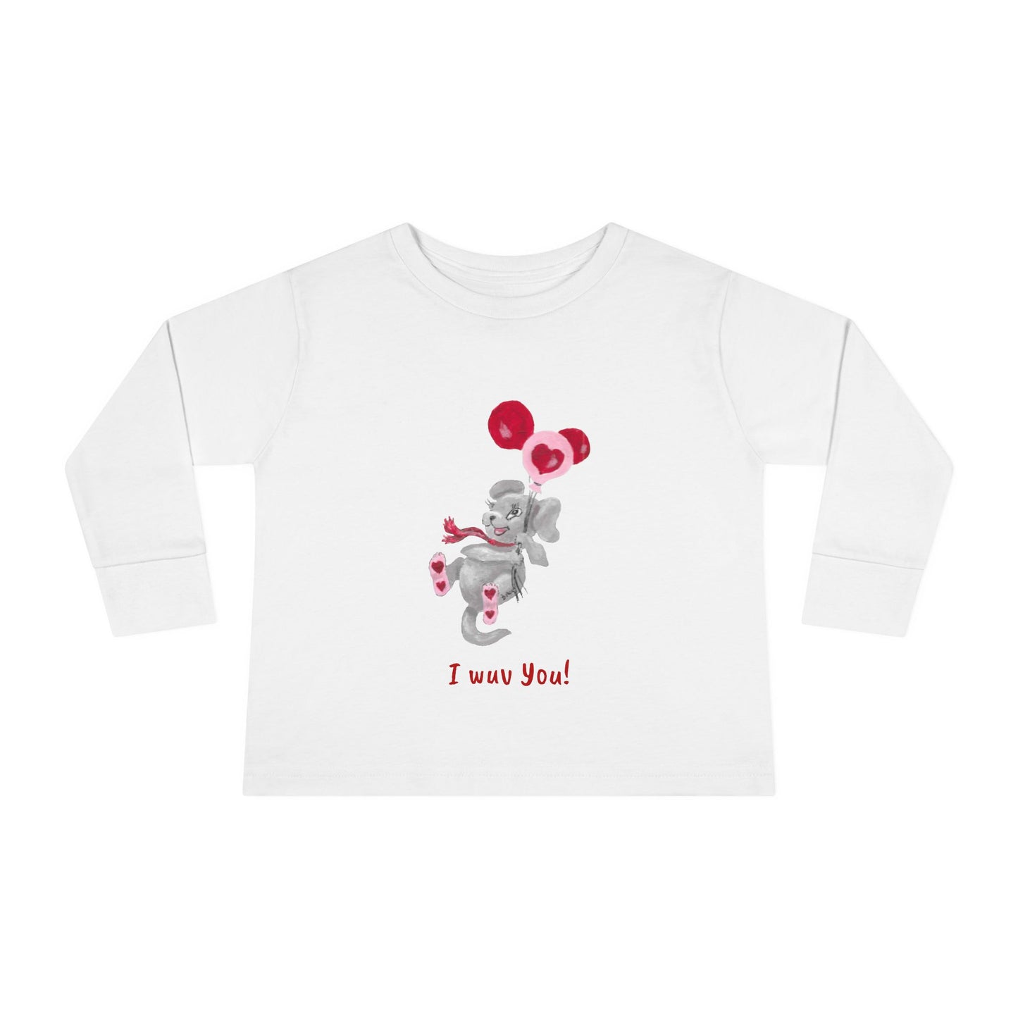 Unique Toddler Tee with Cute Itsy Mammal stating "I wuv you!"