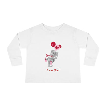 Unique Toddler Tee with Cute Itsy Mammal stating "I wuv you!"