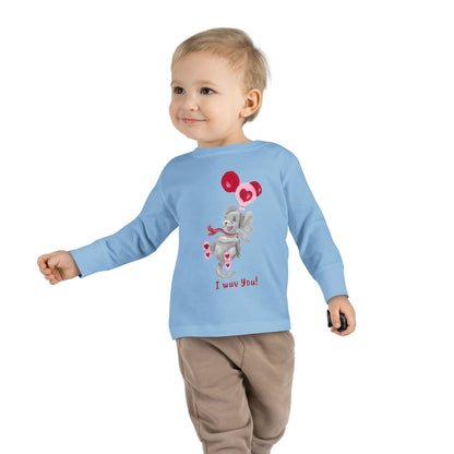 Unique Toddler Tee with Cute Itsy Mammal stating "I wuv you!"