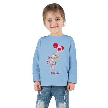 Unique Toddler Tee with Cute Itsy Mammal stating "I wuv you!"